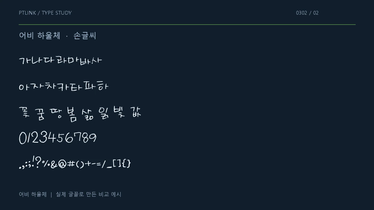 어비 하울체 지원 문자와 숫자 모양