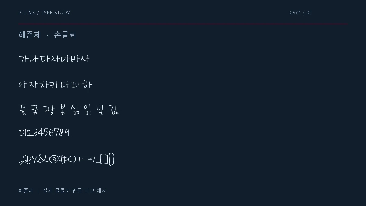 혜준체 지원 문자와 숫자 모양