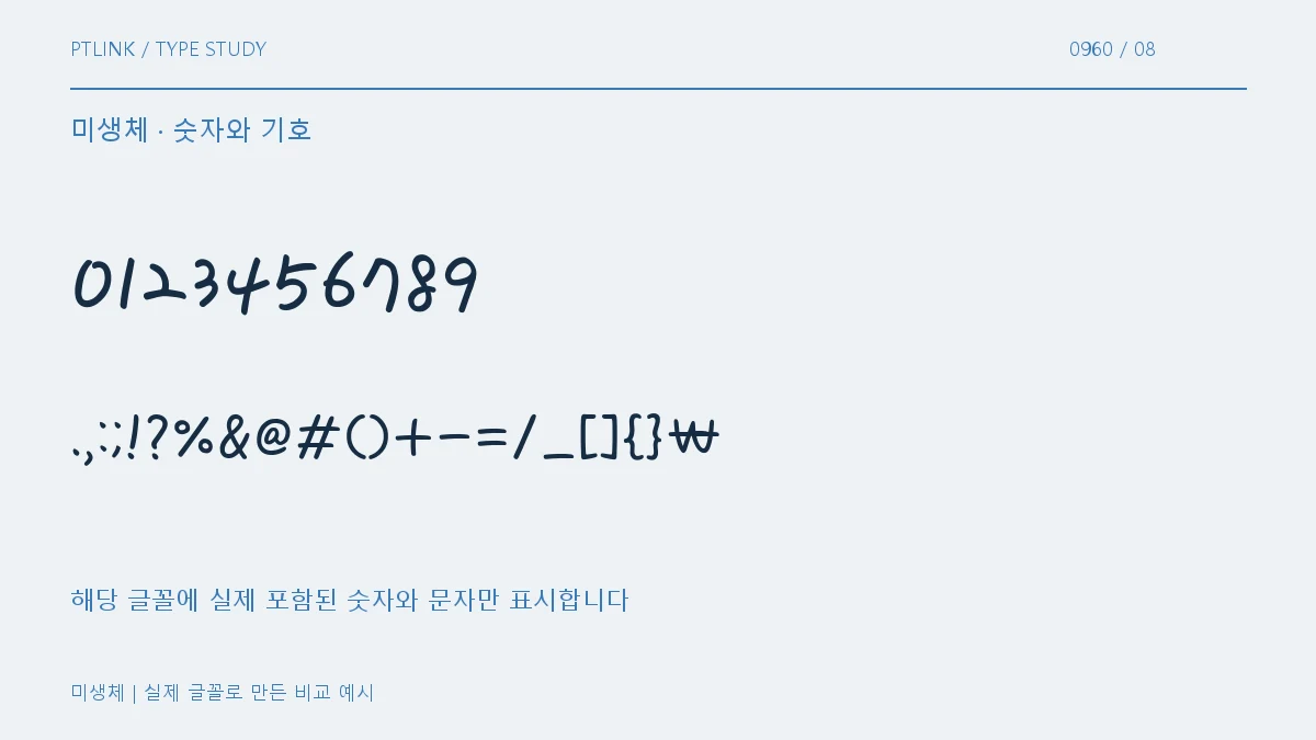 미생체 숫자와 기호