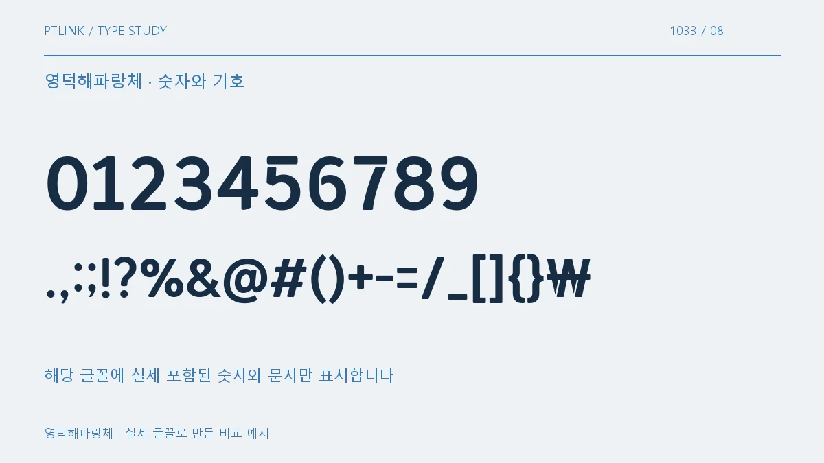 영덕해파랑체 숫자와 기호